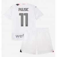 Camiseta AC Milan Christian Pulisic #11 Segunda Equipación Replica 2023-24 para niños mangas cortas (+ Pantalones cortos)